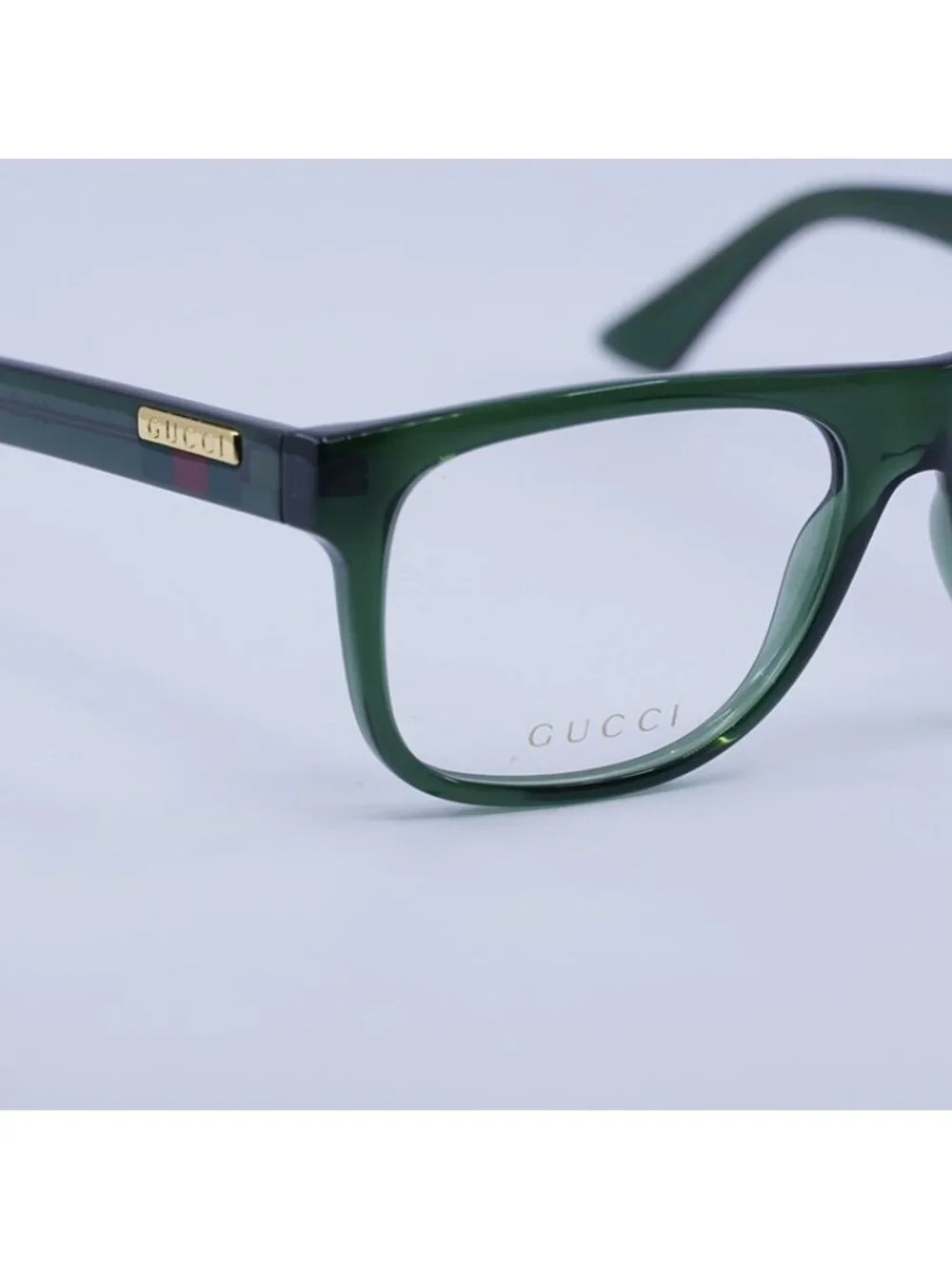 Gucci GG1117O 005 Square Eyeglasses - Transparent Green 56mm